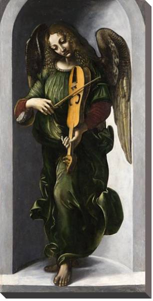 Постер Ангел в зеленом со скрипкой с типом исполнения На холсте без рамы