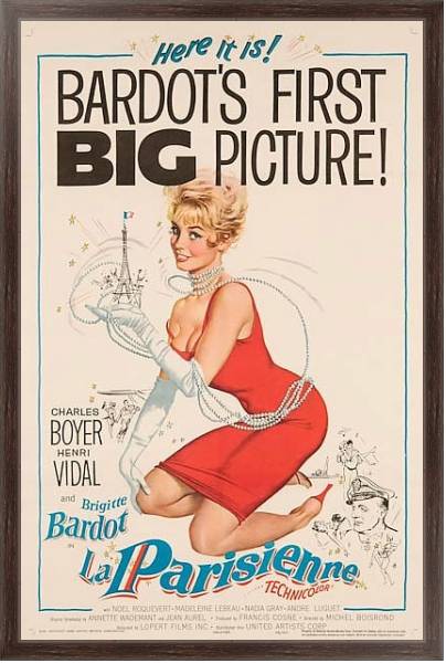 Постер Постер: Афиша с Бриджит Бордо с типом исполнения На холсте в раме в багетной раме 221-02