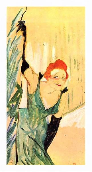 Постер Иветт Гильбер кланяется публике с типом исполнения На холсте в раме в багетной раме 221-03