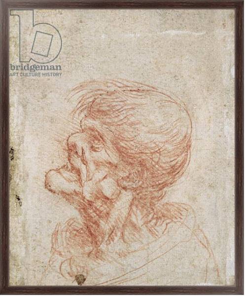 Постер Caricature Head Study of an Old Man, c.1500-05 с типом исполнения На холсте в раме в багетной раме 221-02