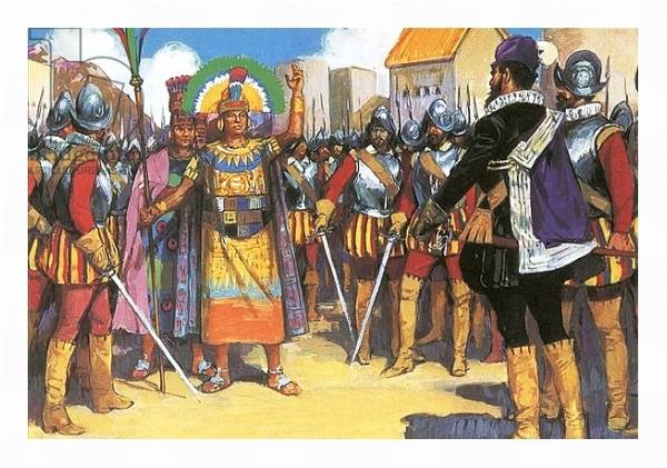 Постер Pizarro spurned the friendship of the king of the Incas с типом исполнения На холсте в раме в багетной раме 221-03