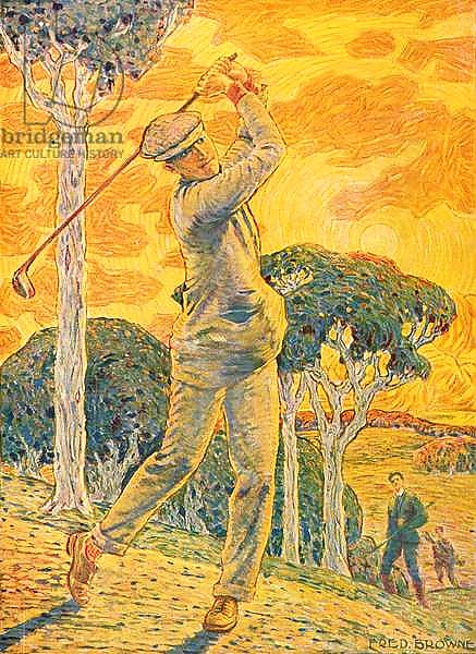 Постер Golf, cover illustration for 'Vie au Grand Air', 15th September 1919 с типом исполнения На холсте без рамы