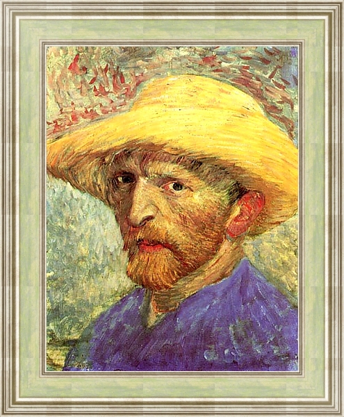 Постер Автопортрет с соломенной шляпой 3 с типом исполнения На холсте в раме в багетной раме NA053.0.113