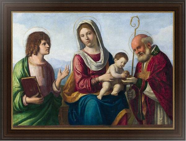 Постер Дева Мария с младенцем со Святыми с типом исполнения На холсте в раме в багетной раме 1.023.151