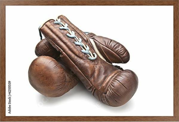 Постер Винтажные боксерские перчатки с типом исполнения На холсте в раме в багетной раме 1727.4310