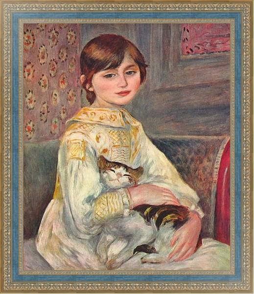 Постер Портрет мадемуазель Жюли Мане с кошкой с типом исполнения На холсте в раме в багетной раме 484.M48.685