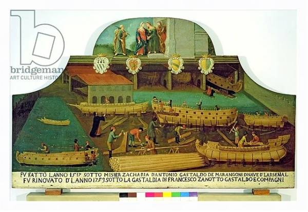 Постер Sign for the Marangoni Family of shipbuilders, Venetian, 1517 с типом исполнения На холсте в раме в багетной раме 221-03