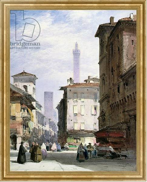Постер Leaning Tower, Bologna с типом исполнения На холсте в раме в багетной раме NA033.1.051