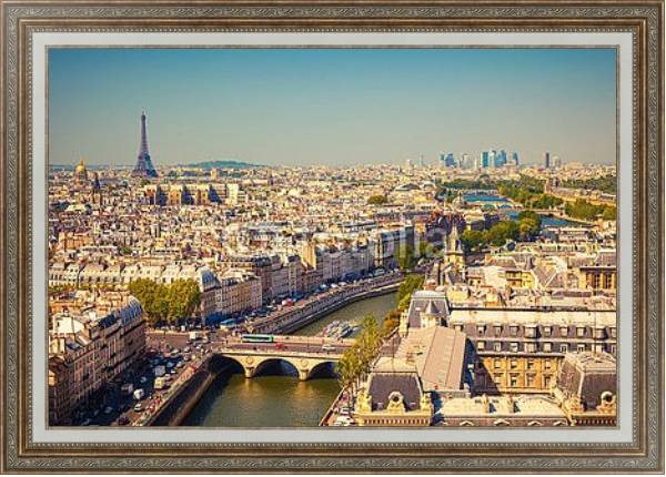 Постер Панорама Парижа с типом исполнения На холсте в раме в багетной раме 595.M52.330