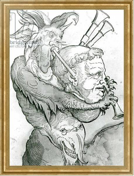 Постер Devil Playing Man's Head as Bagpipes, 1144 с типом исполнения На холсте в раме в багетной раме NA033.1.051