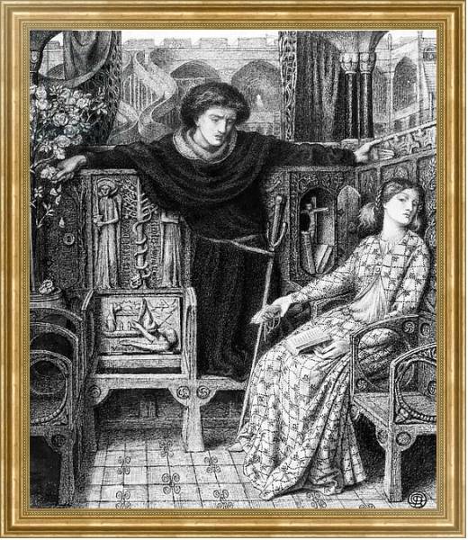 Постер Hamlet and Ophelia, 1858 с типом исполнения На холсте в раме в багетной раме NA033.1.051
