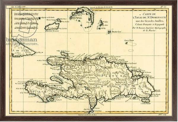 Постер The French and Spanish Colony of the Island of St Dominic of the Greater Antilles, 1780 с типом исполнения На холсте в раме в багетной раме 221-02