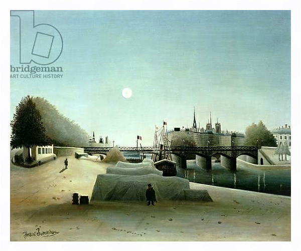 Постер A View of the Ile Saint-Louis from Port Saint-Nicolas, Evening, c.1888 с типом исполнения На холсте в раме в багетной раме 221-03