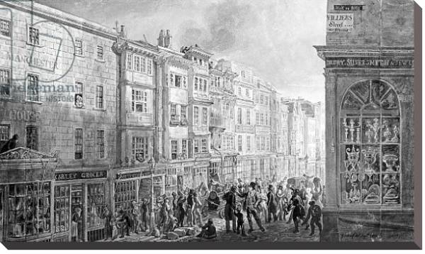 Постер The Strand from the corner of Villiers Street, 1824 с типом исполнения На холсте без рамы