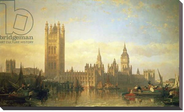 Постер New Palace of Westminster from the River Thames с типом исполнения На холсте без рамы