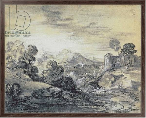 Постер Wooded Landscape with Castle, c.1785-88 с типом исполнения На холсте в раме в багетной раме 221-02