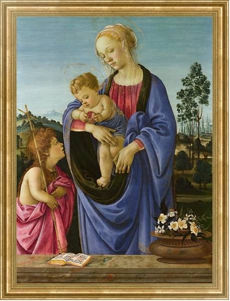 Постер Дева Мария с младенцем и Святым Джоном с типом исполнения На холсте в раме в багетной раме NA033.1.051