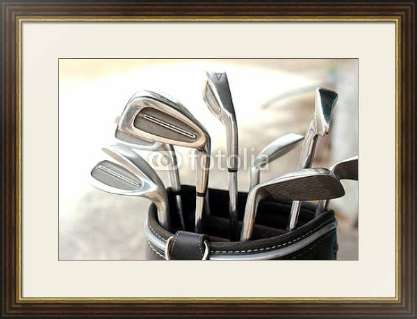 Постер Принадлежности для игры в гольф  1 с типом исполнения Под стеклом в багетной раме 1.023.036