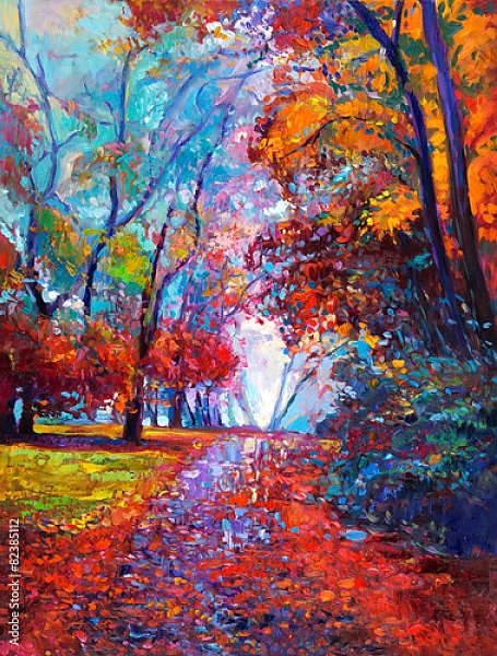 Постер Осенний пейзаж 3 с типом исполнения На холсте без рамы