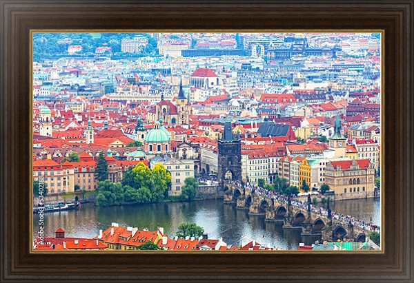Постер Центр Праги с типом исполнения На холсте в раме в багетной раме 1.023.151