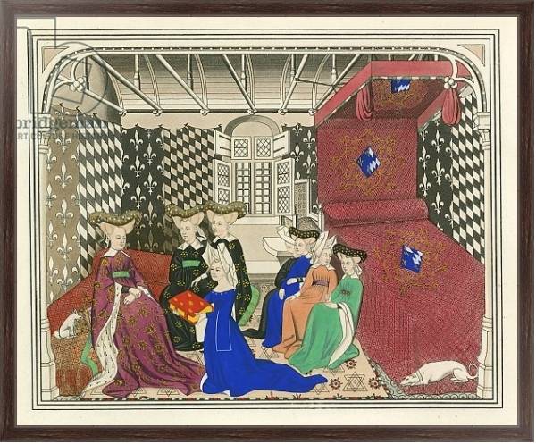 Постер Christine de Pisan, Presenting her Book to the Queen of France, early 15th Century с типом исполнения На холсте в раме в багетной раме 221-02