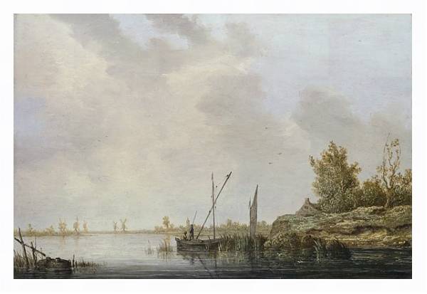 Постер Вид на реку и мельницы вдалеке с типом исполнения На холсте в раме в багетной раме 221-03