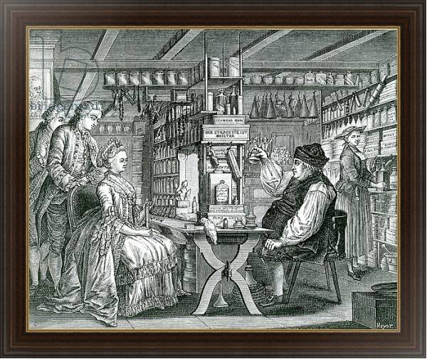 Постер La Pharmacie Rustique, print made by Bartolomaus Hubner, 1774 с типом исполнения На холсте в раме в багетной раме 1.023.151