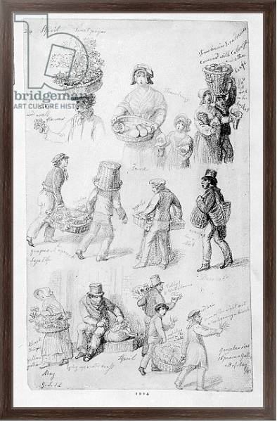 Постер London Street Vendors: The Cries of London, 1843 с типом исполнения На холсте в раме в багетной раме 221-02