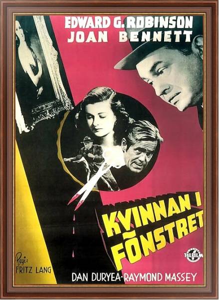 Постер Film Noir Poster - Woman In The Window, The с типом исполнения На холсте в раме в багетной раме 35-M719P-83