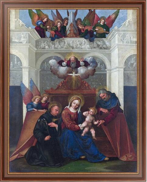 Постер Священная семья со Святым Николой из Толентино с типом исполнения На холсте в раме в багетной раме 35-M719P-83
