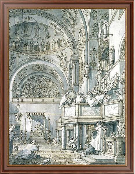 Постер The Choir Singing in St. Mark's Basilica, Venice, 1766 с типом исполнения На холсте в раме в багетной раме 35-M719P-83