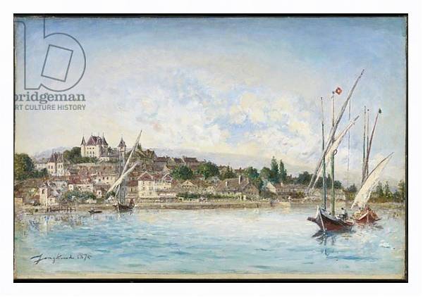 Постер Landscape from Lake Leman to Nyon, 1875 с типом исполнения На холсте в раме в багетной раме 221-03