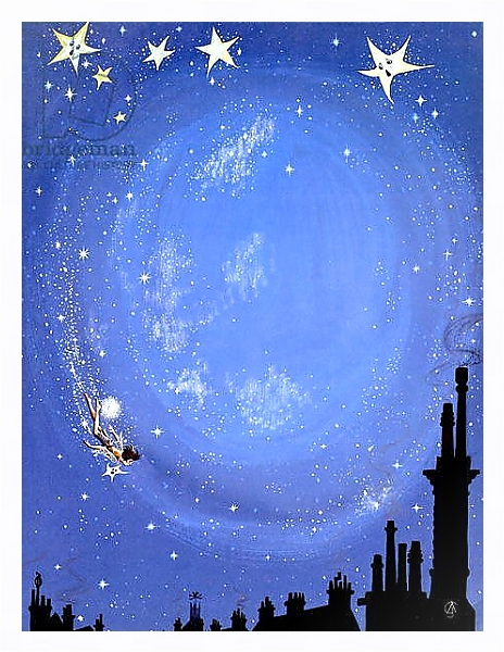 Постер Illustration for 'Peter Pan' by J.M. Barrie 2 с типом исполнения На холсте в раме в багетной раме 221-03