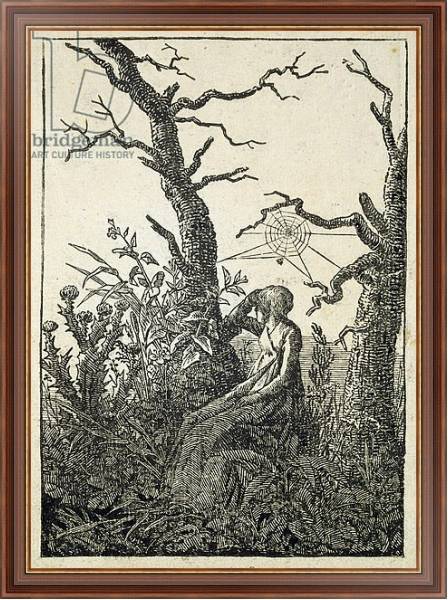 Постер The Woman with a Spider's Web in the middle of Leafless Trees с типом исполнения На холсте в раме в багетной раме 35-M719P-83