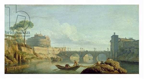 Постер The Bridge and Castle Sant'Angelo, 1745 с типом исполнения На холсте в раме в багетной раме 221-03