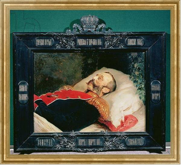 Постер Emperor Alexander II on His Deathbed, 1881 с типом исполнения На холсте в раме в багетной раме NA033.1.051