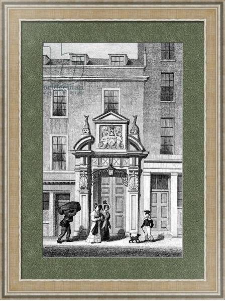 Постер Fishmonger's Hall, Thames Street, engraved by J. Greig, c.1830 с типом исполнения Акварель в раме в багетной раме 485.M40.584