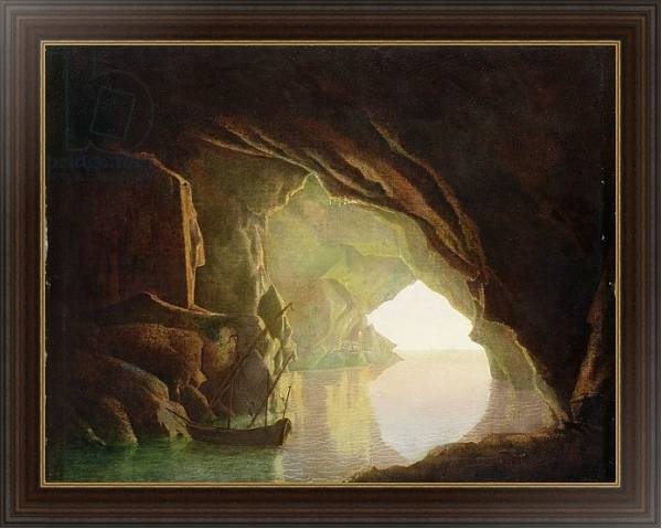 Постер A Grotto in the Gulf of Salerno, Sunset, c.1780-1 с типом исполнения На холсте в раме в багетной раме 1.023.151