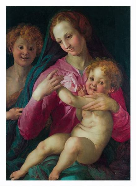 Постер Мадонна с младенцем и молодой Креститель с типом исполнения На холсте в раме в багетной раме 221-03