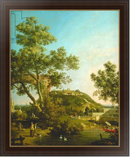 Постер English Landscape Capriccio with a Palace, 1754 с типом исполнения На холсте в раме в багетной раме 1.023.151