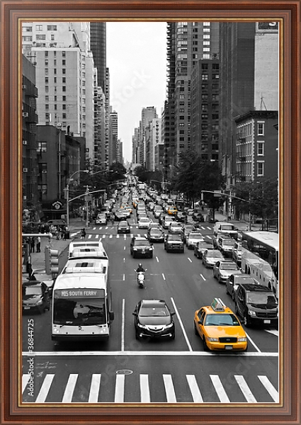Постер Движение в Нью-Йорке, США с типом исполнения На холсте в раме в багетной раме 35-M719P-83