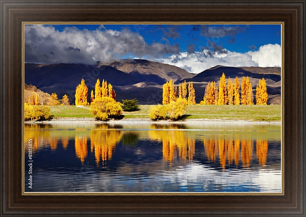 Постер  Озеро Бенмор, Новая Зеландия с типом исполнения На холсте в раме в багетной раме 1.023.151