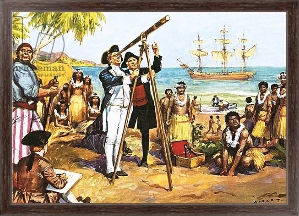 Постер Captain Cook making astronomical observations at Tahiti с типом исполнения На холсте в раме в багетной раме 221-02