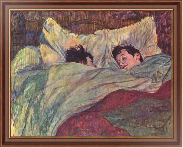 Постер Две девушки в кровати с типом исполнения На холсте в раме в багетной раме 35-M719P-83