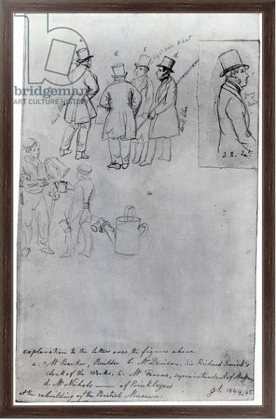 Постер Builders and Surveyors at the rebuilding of the British Museum, 1844 с типом исполнения На холсте в раме в багетной раме 221-02