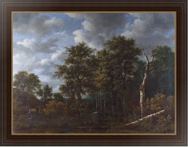 Постер Пруд, окруженный деревьями с типом исполнения На холсте в раме в багетной раме 1.023.151