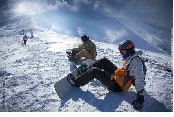 Постер Сноубордисты с типом исполнения На холсте без рамы