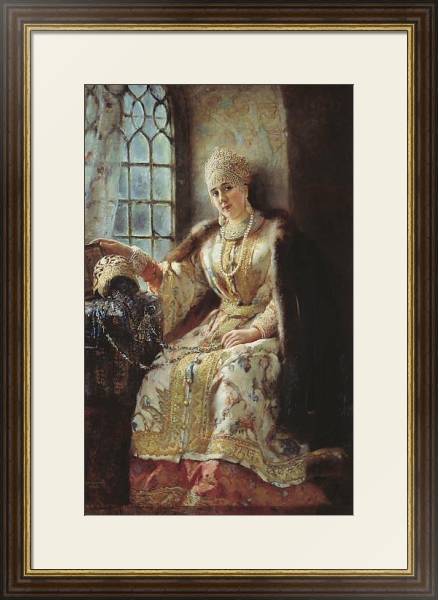 Постер Боярыня у окна. 1885 с типом исполнения Под стеклом в багетной раме 1.023.036