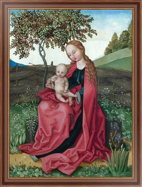 Постер Дева Мария с младенцем в саду с типом исполнения На холсте в раме в багетной раме 35-M719P-83