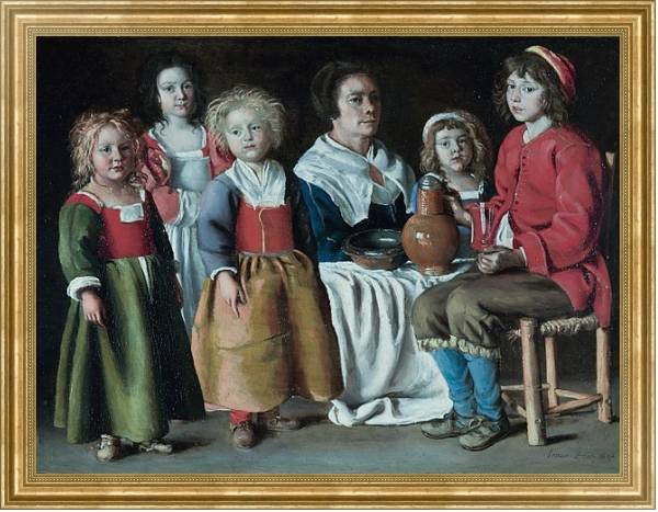 Постер Женщина и пять детей с типом исполнения На холсте в раме в багетной раме NA033.1.051
